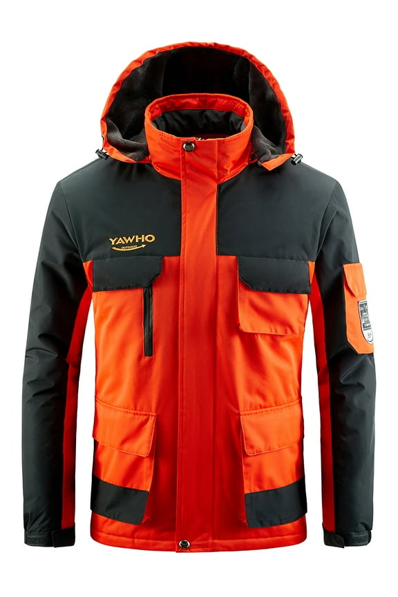 Men's Ski Winter Coat Mountain Windproof Waterproof Rain Snowboarding Jackets Fleece Warm Snow Hooded Coat