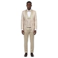 thumbnail image 1 of Men's Skinny Fit 3pc Floral Jacquard Tuxedo Suit Set, Satin Shawl Collar, 1 of 4