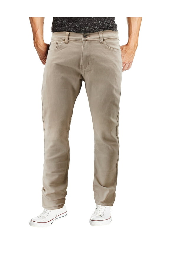 Men's Skinny Fit Cotton Blend Denim Stretch Casual Work Jean Pants (Khaki, 32W x 30L)