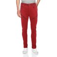 thumbnail image 1 of Men's Skinny Fit Distressed Quilted Stretch Fashion Moto Zipper Jeans (RTZ Red, 36x32), 1 of 3