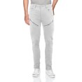 thumbnail image 1 of Men's Skinny Fit Distressed Quilted Stretch Fashion Moto Zipper Jeans (RTZ White, 32x30), 1 of 3