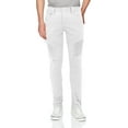 thumbnail image 1 of Men's Skinny Fit Distressed Quilted Stretch Fashion Moto Zipper Jeans (White, 38x32), 1 of 3