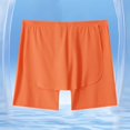 thumbnail image 1 of Men's Skirt Pants Briefs Ice Silk Lengthened Roll Side Opening Briefs Mens Shorts for Daily Wear with Relaxed Comfort and Modern Clean Design, XL, Orange, 1 of 2