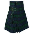thumbnail image 1 of Men's Skirts with Fashion Scottish Style Plaid Contrast Color Pleated Skirt High Waist A Line Streetwear Cool Shorts A-Green M, 1 of 6
