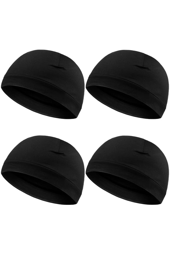 Men's Skull Caps Soft Cotton Beanie Sleep Caps Stretchy Helmet Liner Multifunctional Headwear for Men Women