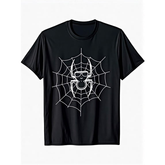 Men's Skull Graphic Tee - Black Spider Web T-Shirt,Printing, Casual Crew Neck Short Sleeve Top for Everyday Wear,Classic,cotton,black,S-5XL