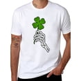 thumbnail image 1 of Men's Skull Hand Four-Leaf Clover T-Shirt- Irish Lucky Charm, Heavy Loose Short Sleeve Crew Neck T-Shirt, 1 of 10