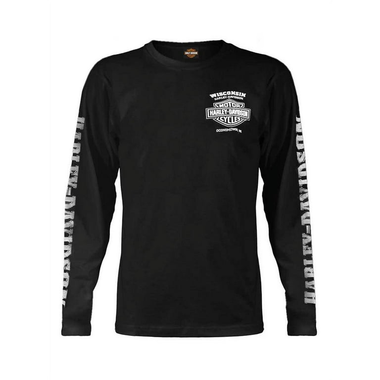 Men's Skull Lightning Crest Graphic Long Sleeve Shirt, Black Men's Skull Lightning Crest Graphic Long Sleeve Shirt, Black