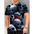 thumbnail image 1 of Men's Skull Pattern Printed T-shirt, Casual Short Sleeve round Neck T-shirt, Men's Summer Outdoor Clothing, 1 of 3
