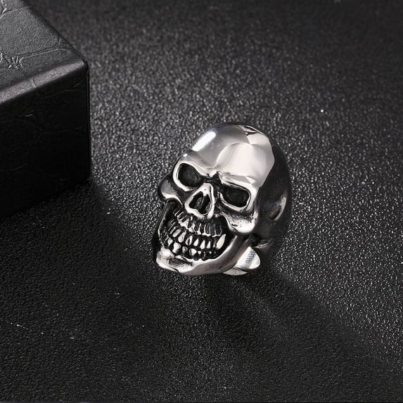 Men's Skull Ring Trendy Geometric Alloy Ring Fashionable Design Unique Statement Ring for Him Silver Gold Black Gift for Men Cool Jewelry