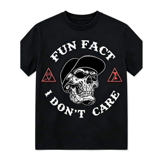 Men's Skull Triangle Slogan Graphic T-Shirt Cotton Black Short Sleeve Crewneck Oversized