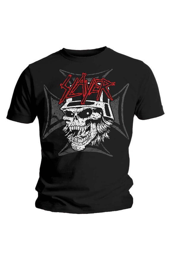 Men's Slayer Graphic Skull T-shirt Large Black
