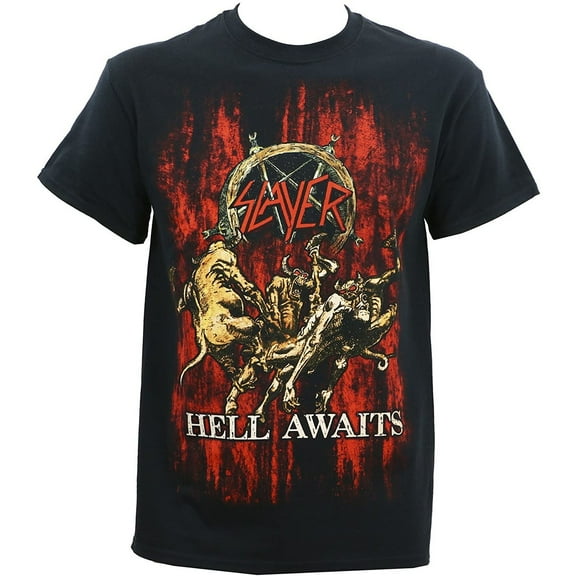 Men's Slayer Hell Awaits Blood T-shirt Large Black