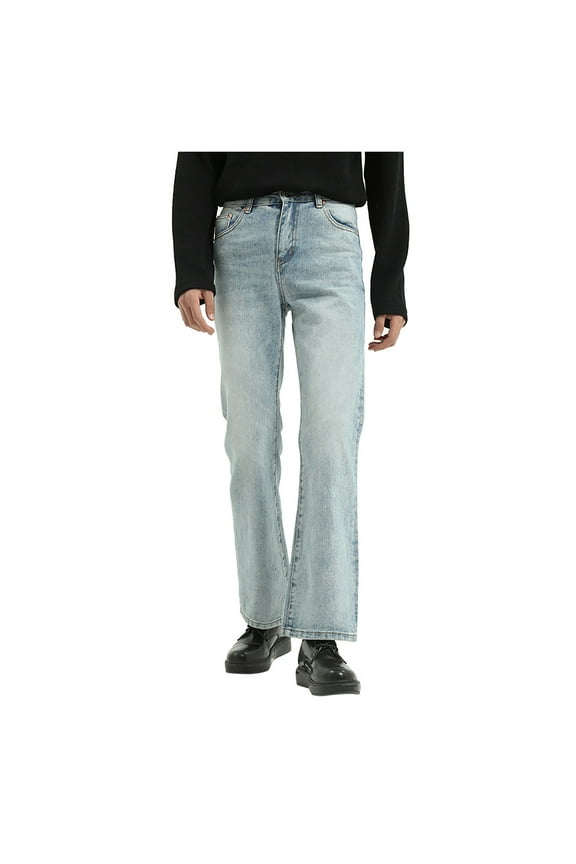 Men's Sleek Fit Tapered Jeans Vintage 60s 70s Fashion Wide Leg Denim Pants for Men