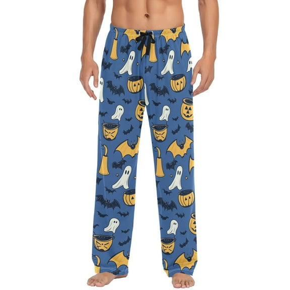 Men's Sleep Pants Lightweight Pjs Sleepwear Comfortable Lounge Pants Bottom Pants with Pocket Cartoon Halloween Pattern