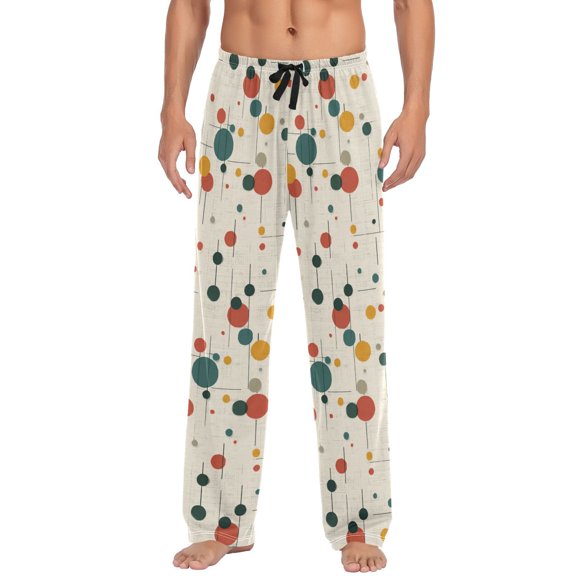 Men's Sleep Pants Lightweight Pjs Sleepwear Comfortable Lounge Pants Bottom Pants with Pocket Colorful Dots and Lines