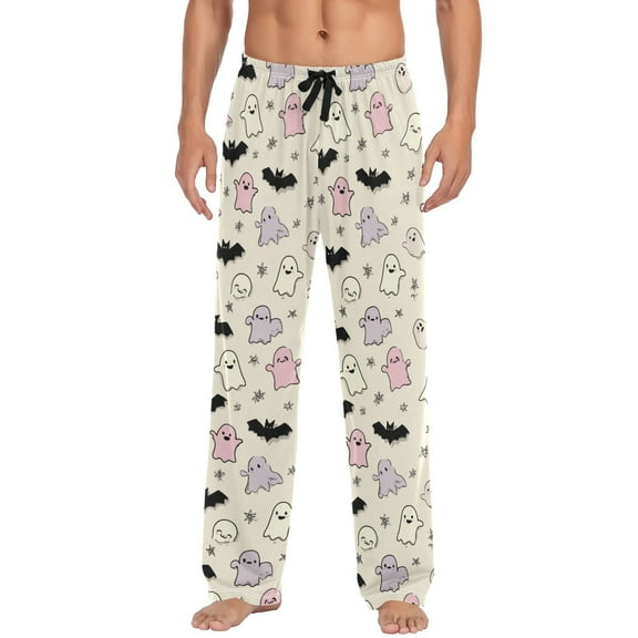 Men's Sleep Pants Lightweight Pjs Sleepwear Comfortable Lounge Pants Bottom Pants with Pocket Cute Pastel Ghosts Pattern