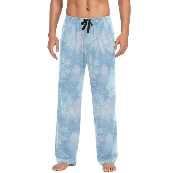 Men's Sleep Pants Lightweight Pjs Sleepwear Comfortable Lounge Pants Bottom Pants with Pocket Delicate Snowflakes Patter