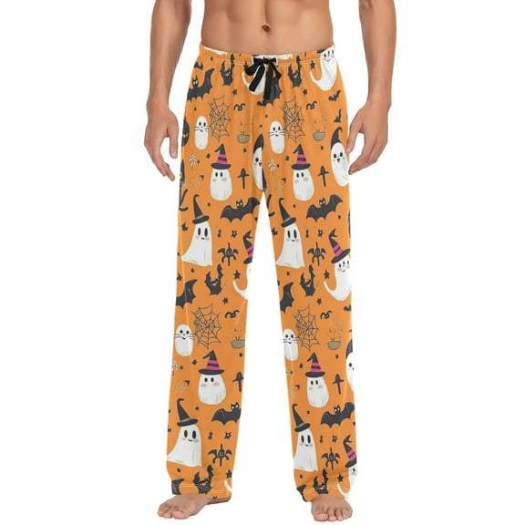 Men's Sleep Pants Lightweight Pjs Sleepwear Comfortable Lounge Pants Bottom Pants with Pocket Halloween Symbols