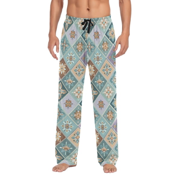 Men's Sleep Pants Lightweight Pjs Sleepwear Comfortable Lounge Pants Bottom Pants with Pocket Intricate Blue Shape