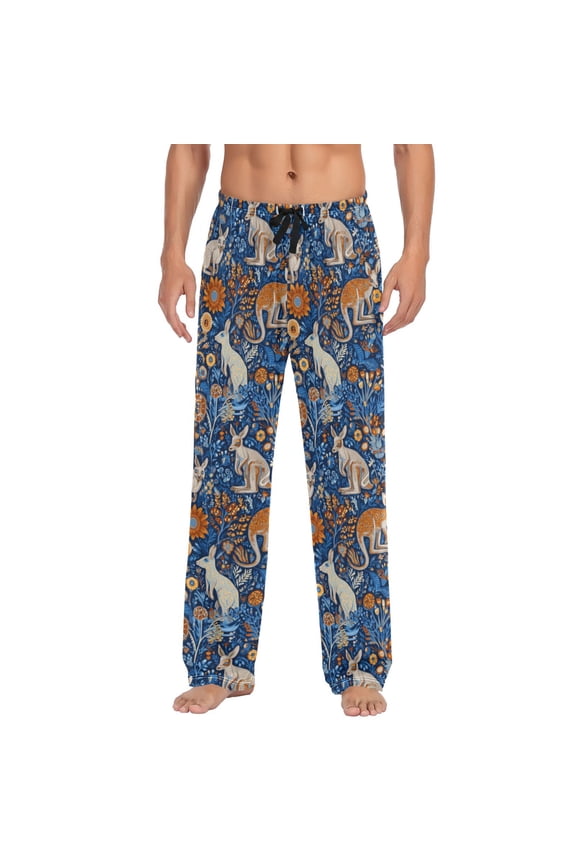 Men's Sleep Pants Lightweight Pjs Sleepwear Comfortable Lounge Pants Bottom Pants with Pocket Kangaroos and Koalas Animals