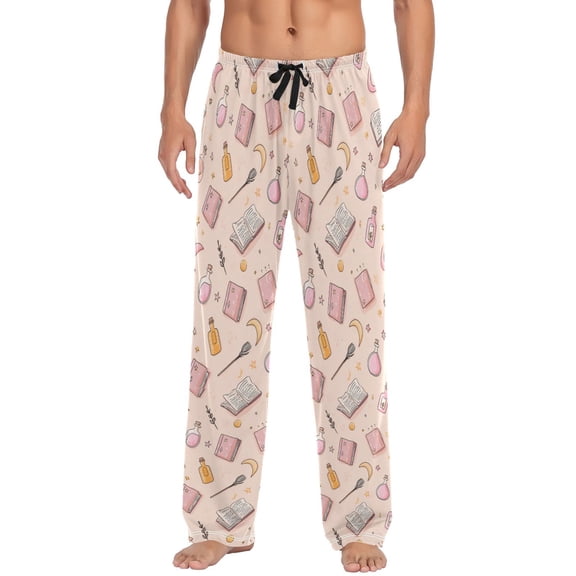 Men's Sleep Pants Lightweight Pjs Sleepwear Comfortable Lounge Pants Bottom Pants with Pocket Pastel Pink Witchy Items