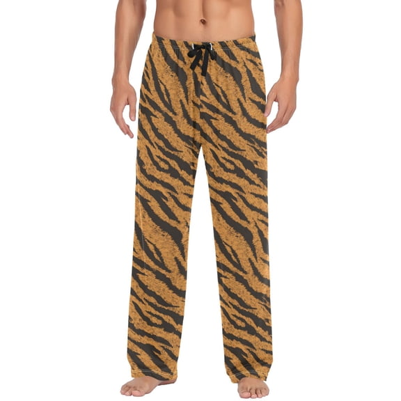 Men's Sleep Pants Lightweight Pjs Sleepwear Comfortable Lounge Pants Bottom Pants with Pocket Tiger Stripes Pattern