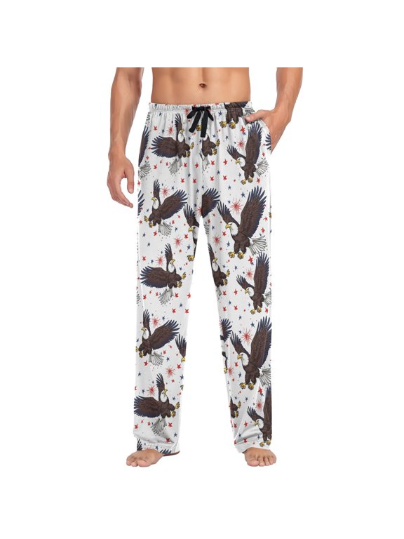 Men's Sleep Pants with Eagles Stars Print X-Large