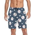 thumbnail image 1 of Men’s Sleep Shorts Relaxed Fit Lounge Pants with Pockets Mens Pajama Loungewear Home Wear Comfort Baseball Stars Pattern X-Large, 1 of 7