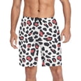 thumbnail image 1 of Men’s Sleep Shorts Relaxed Fit Lounge Pants with Pockets Mens Pajama Loungewear Home Wear Comfort Dark Red Leopard Print Large, 1 of 7