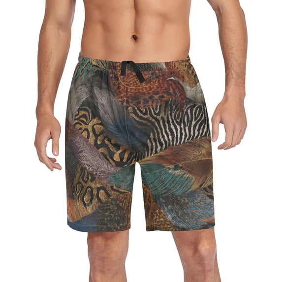 Men’s Sleep Shorts Relaxed Fit Lounge Pants with Pockets Mens Pajama Loungewear Home Wear Comfort Swirling Leopard and Zebra Pattern XX-Large