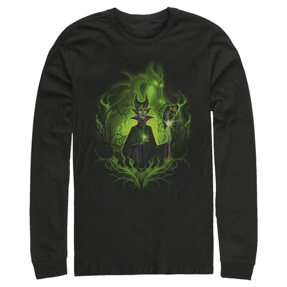 Men's Sleeping Beauty Dark Detailed Maleficent  Long Sleeve Shirt Black Medium