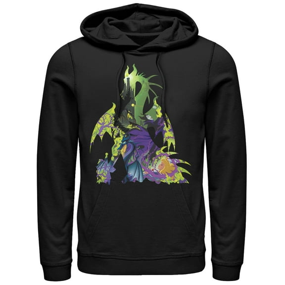 Men's Sleeping Beauty Maleficent Dragon Pull Over Hoodie Black Large