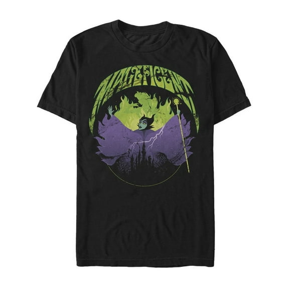 Men's Sleeping Beauty Maleficent Flames  Graphic Tee Black Medium