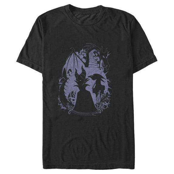 Men's Sleeping Beauty Maleficent Silhouette Graphic Tee Black Small