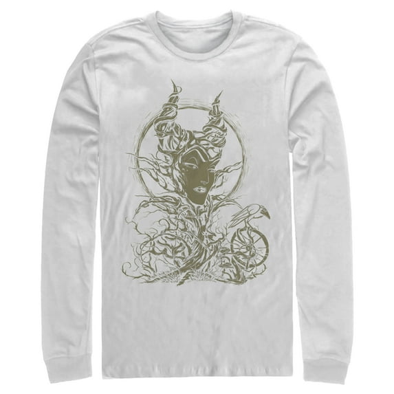 Men's Sleeping Beauty Maleficent Twisted Queen Long Sleeve Shirt White Large