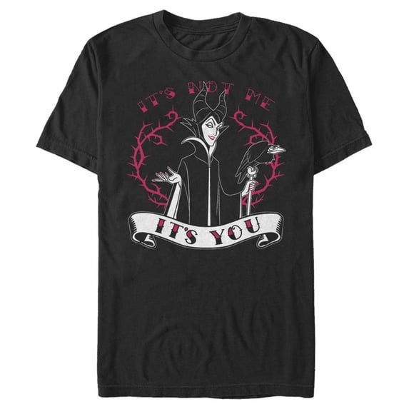 Men's Sleeping Beauty Maleficent Valentine's Day It's Not Me, It's You Graphic Tee Black Large