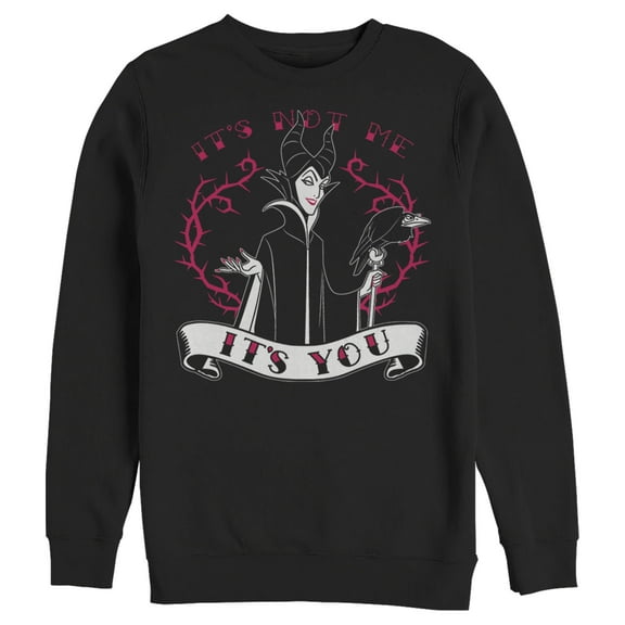Men's Sleeping Beauty Maleficent Valentine's Day It's Not Me, It's You Sweatshirt Black 3X Large