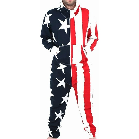 Men's Sleepwear One Piece Pajamas Unisex Non Footed Playsuit Adult Printed Jumpsuit