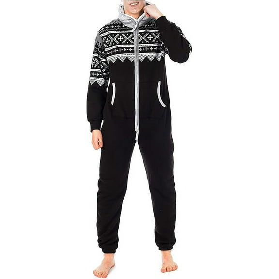 Men's Sleepwear One Piece Pajamas Unisex Non Footed Playsuit Adult Printed Jumpsuit