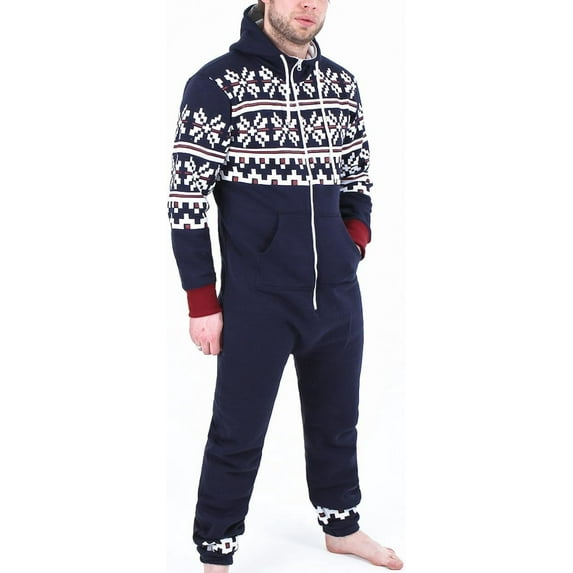Men's Sleepwear One Piece Pajamas Unisex Non Footed Playsuit Adult Printed Jumpsuit