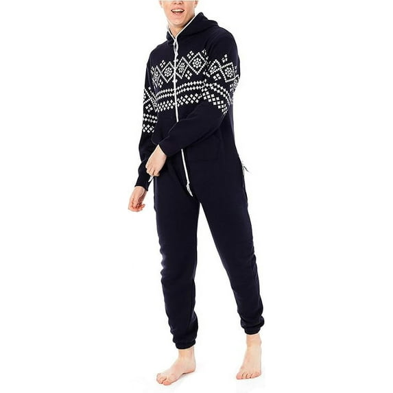 Men's Sleepwear One Piece Pajamas Unisex Non Footed Playsuit Adult Printed Jumpsuit