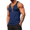 thumbnail image 1 of Men's Sleeveless 1/4 Zip V Neck Tank Tops Muscle Fit Athletic Workout Shirts Summer Quick Dry Performance Tee with Contrast Trim for Bodybuilding Fitness Training, 1 of 9
