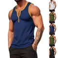 thumbnail image 1 of Men's Sleeveless 1/4 Zip V Neck Tank Tops Muscle Fit Athletic Workout Shirts Summer Quick Dry Performance Tee with Contrast Trim for Bodybuilding Fitness Training, 1 of 9