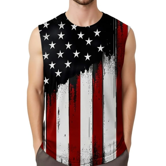 Men's Sleeveless American Flag And Eagle Design Casual Summer Tank Top For Independence Day