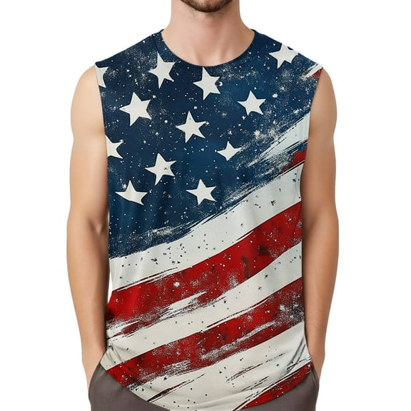 Men's Sleeveless American Flag And Eagle Design Casual Summer Tank Top For Independence Day