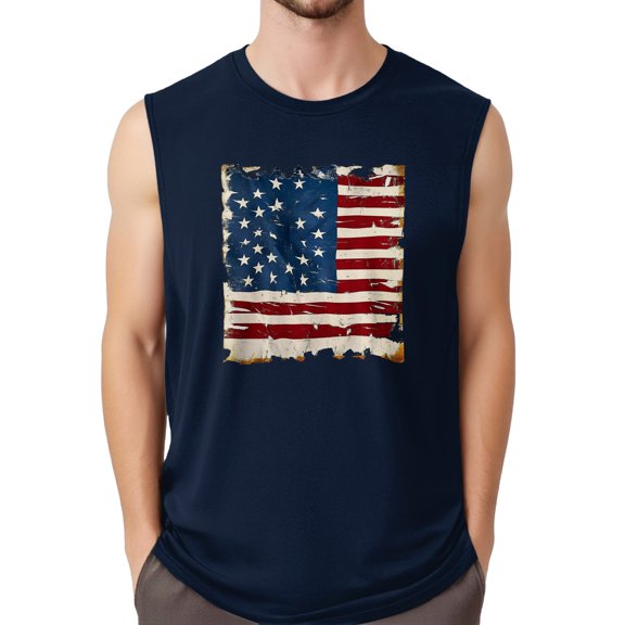 Men's Sleeveless American Flag Tank Top Patriotic Graphic Muscle Tee Casual Summer Gym Sportwear