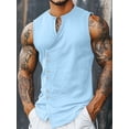 thumbnail image 1 of Men's Sleeveless Beach Shirts Summer Button Up Tank Tops Casual Textured Tank Shirt Vintage Western Cowboy Vest Tank Tops Light blue M, 1 of 4