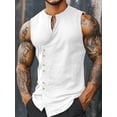 thumbnail image 1 of Men's Sleeveless Beach Shirts Summer Button Up Tank Tops Casual Textured Tank Shirt Vintage Western Cowboy Vest Tank Tops White L, 1 of 4