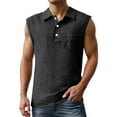 thumbnail image 1 of Men's Sleeveless Button Down Tank Top Shirt Gym Workout Running Beach Summer Tee Vest Big And Tall Muscle Fit Mens Summer Lightweight Pullover Tee Shirts, 1 of 5